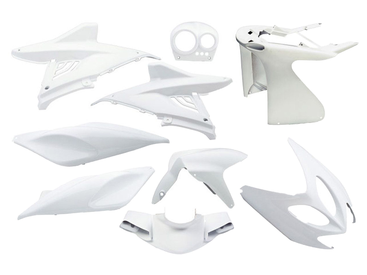 plastikų komplektas EDGE 9 dalių baltas Yamaha Aerox, MBK Nitro