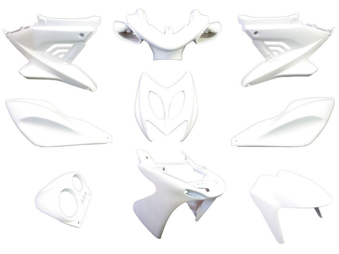 Apvalkalo komplektas EDGE 9 dalių baltas matinis, skirtas Yamaha Aerox, MBK Nitro