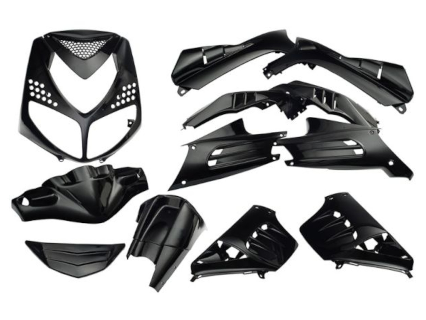 EDGE 13 dalių juodos spalvos metalinis plastikų komplektas, skirtas Peugeot Speedfight 2