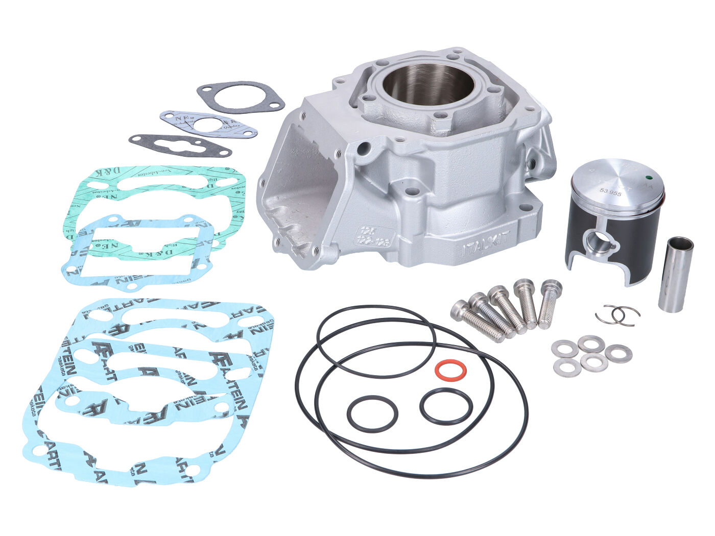 Cilindro komplektas Italkit 125cc 54mm, skirtas Aprilia RS 125 2-taktis LC 1998- (122 ROTAX variklis)