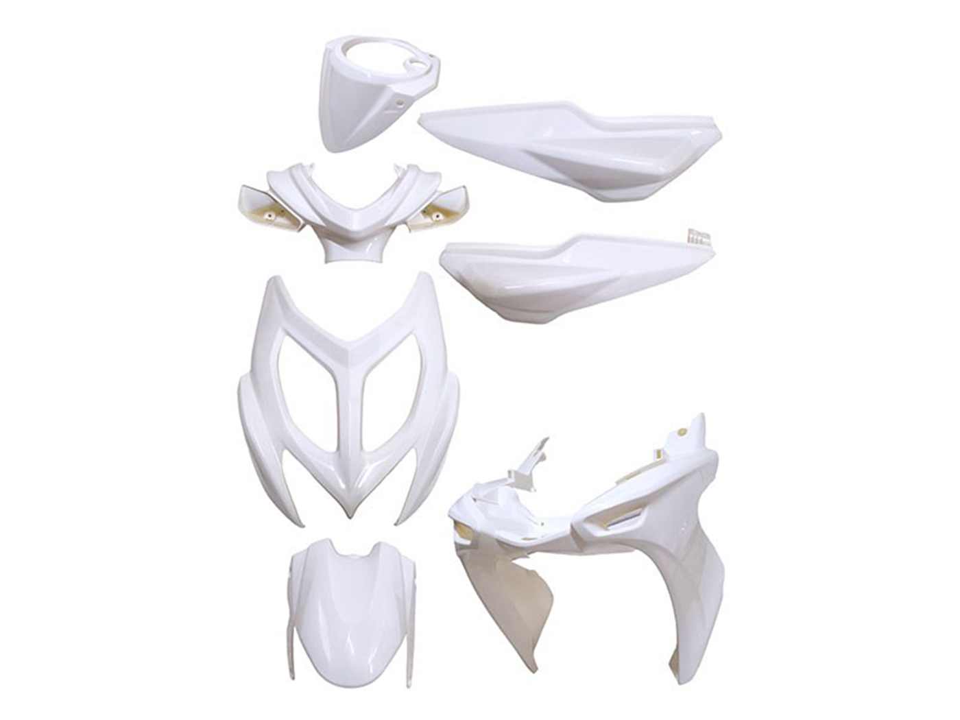7 dalių baltas Plastikų komplektas Yamaha Aerox, MBK Nitro 2013-2017 m.