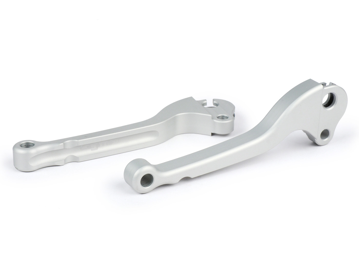stabdžių rankenėlė + sankabos svirties komplektas BGM PRO CNC sidabrinis matinis ABE skirtas Vespa Largeframe 1957-1998, Smallframe 1963-1989
