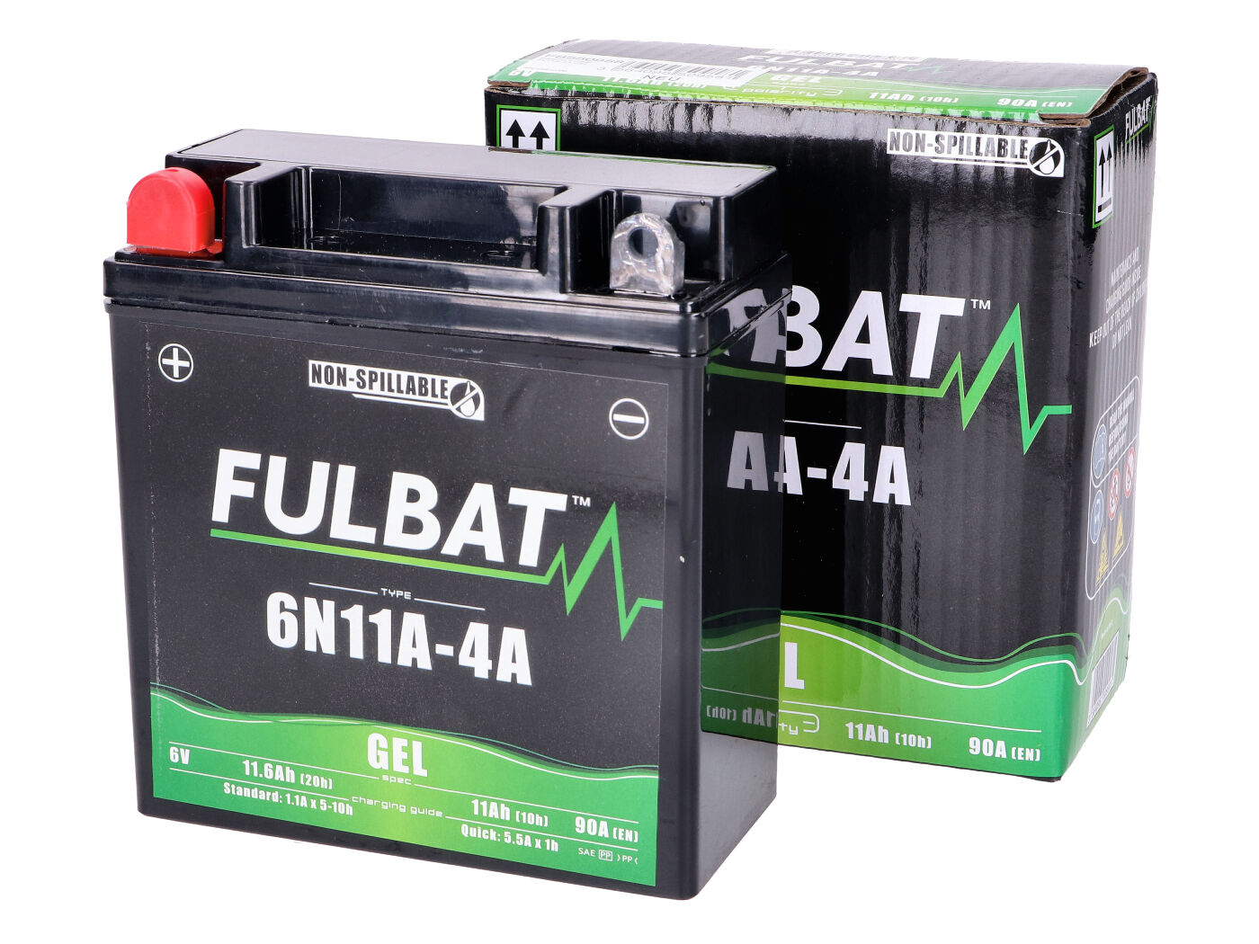 Fulbat 6N11A-4A 6V 11Ah GEL baterija, skirta Simson S50, S51, SR50, SR80, MZ TS, ES, ETS