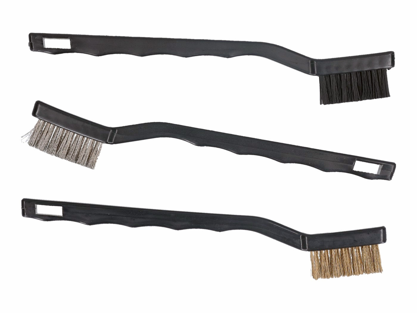 šepečių komplektas 180mm plienas, žalvaris, plastikas - 3 vnt