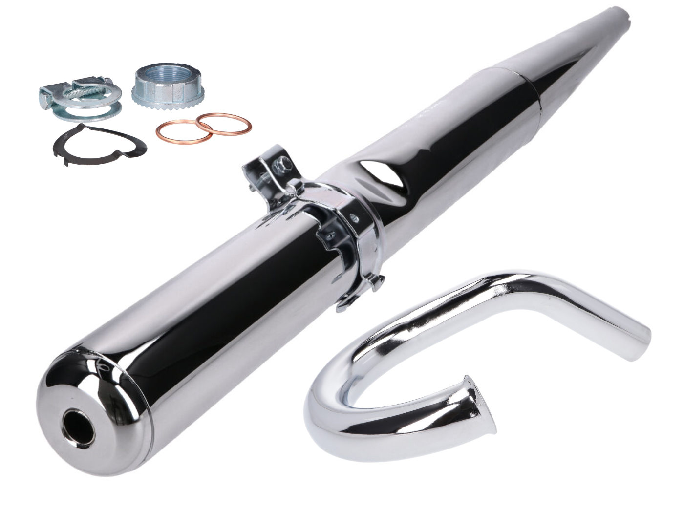 išmetimo komplektas Enduro 28mm su pertvara, skirta Simson S50, S51, S70, S53, S83 Enduro