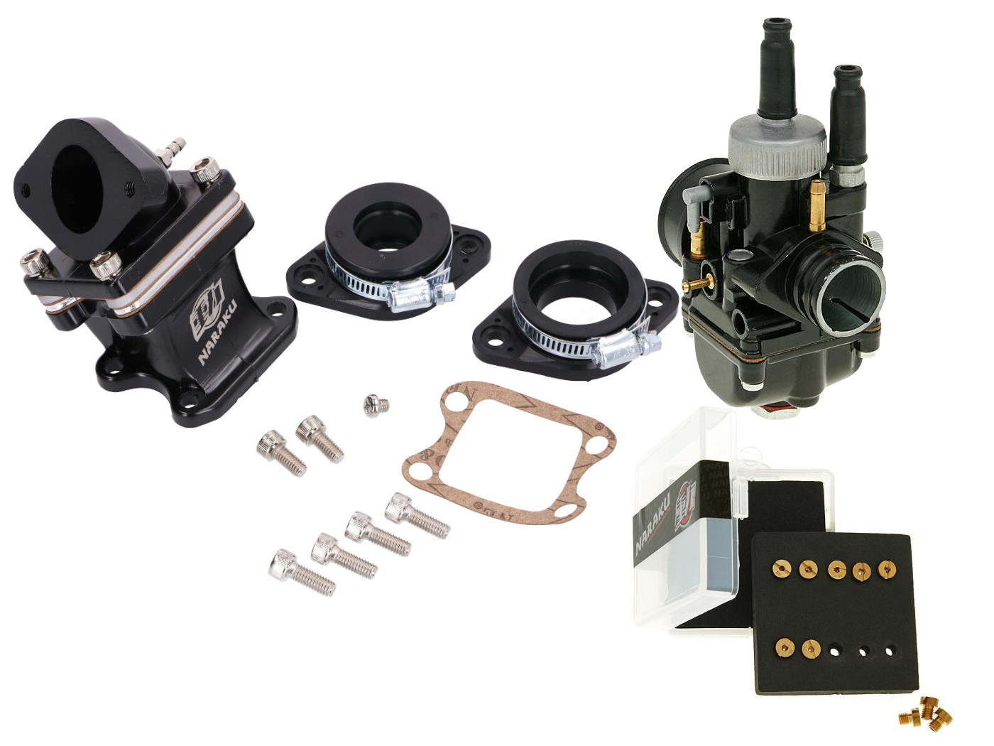įsiurbimo sistemos komplektas Naraku Big Valve V.2 su 21 mm karbiuratoriumi, skirtas Honda Dio, Peugeot Speedfight, Kymco DJ, Vertical