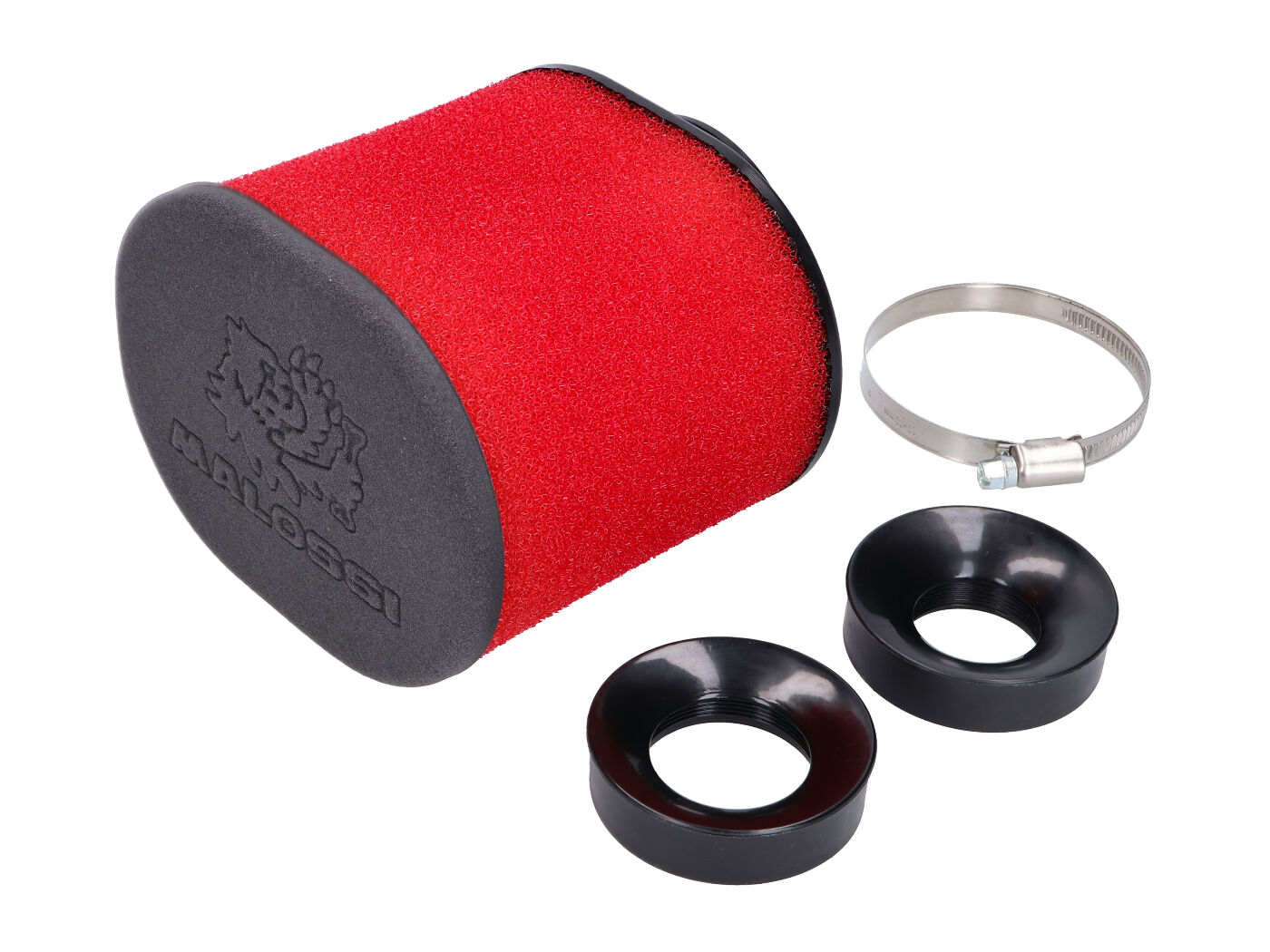 oro filtras Malossi E15 ovalus 60 mm  tiesi su sriegiu, raudona-juoda