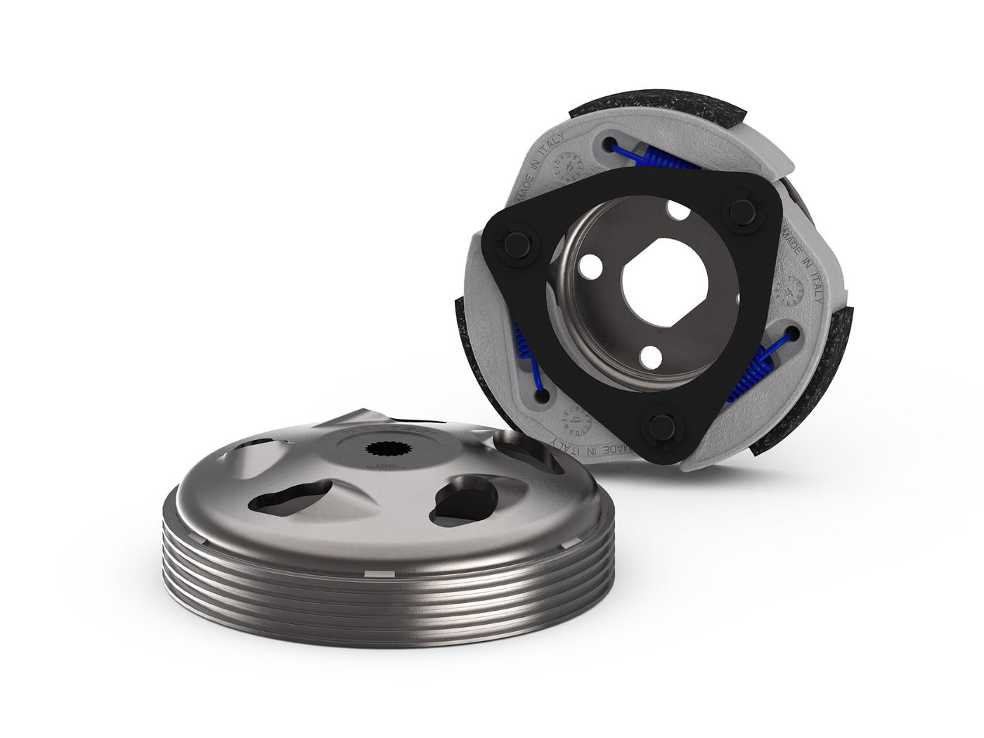 Sankabos komplektas Malossi Maxi Fly Clutch D=125mm, skirtas Honda SH, PCX, Pantheon 125 Euro3-Euro5, Sym Fiddle 3 Euro3, Kymco Agility, Like, People 125 Euro3-, Lambretta V Special 125 Euro4-