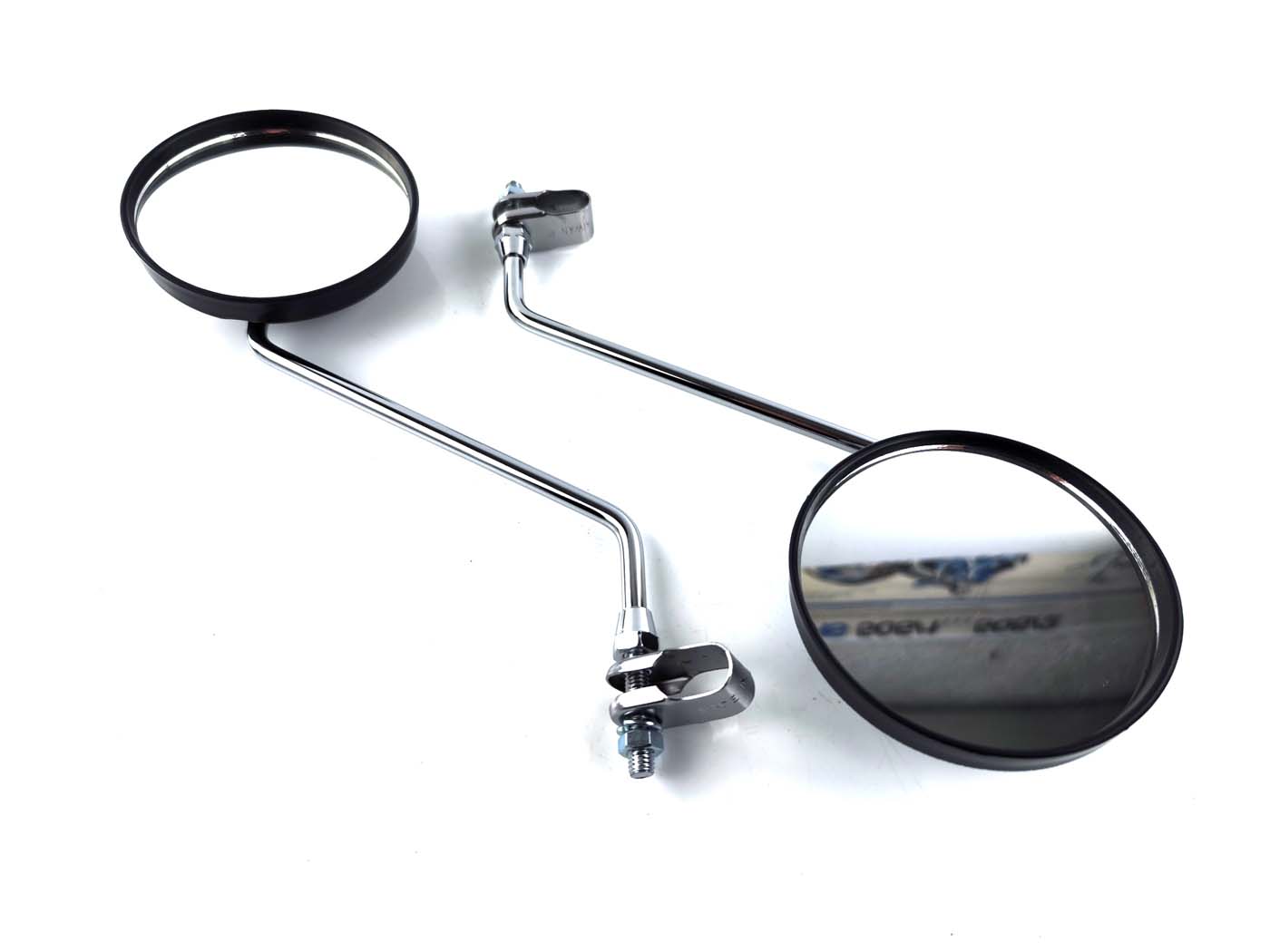 Apvalus 110 mm veidrodis su 22 mm spaustuku, skirtas Zündapp, Hercules, Puch, KTM, DKW, Simson, Rixe, Kreidler