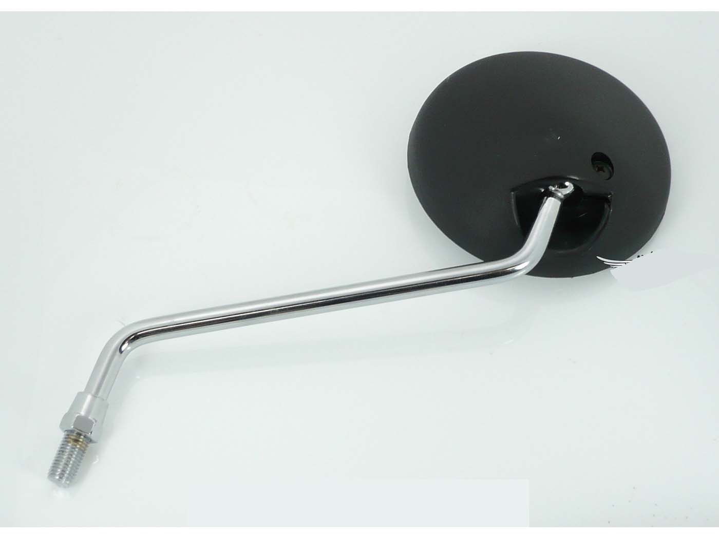 Veidrodinis apvalus juodas 105 mm dešinysis sriegis 10 mm, skirtas Yamaha DT 80 M, MX, LC 1, 2, 125, 400, RD 50, XT 250, 500