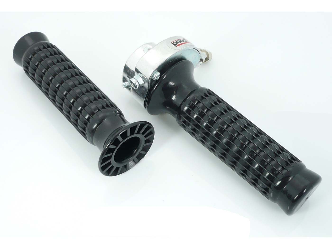 Droselio susukama rankena juoda plastikinė 22 mm 125 mm 155 mm, skirta Zündapp GTS, KS, CS, CX, ZD, Hai, C 50, Combinette, Kreidler Florett, Flory, MF, MP, Hercules Prima, M, GT, GX, Ultra, K KX, Puch Maxi, Monza, Racing, Jet, Simson S, KTM, DKW, Rixe