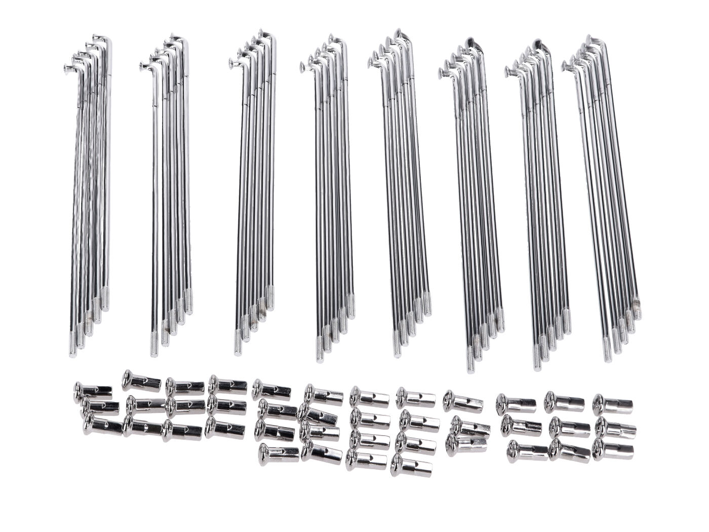 Stipinai chromuoti 183mm 36 vnt. su užsukamu galiuku Kreidler, Florett LF, LH, Eiertank, GT