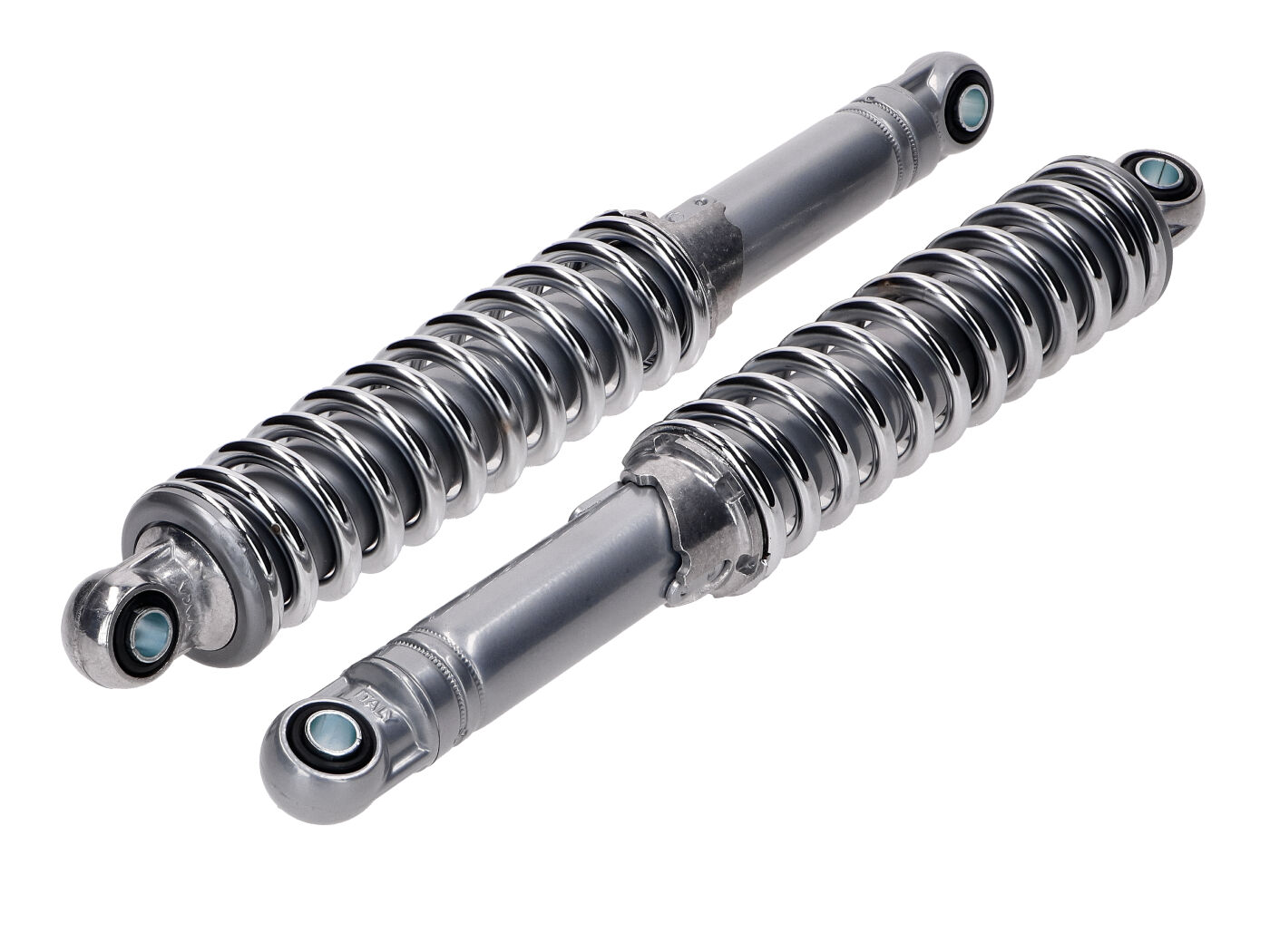 Pakabos statramsčiai IMCA chromo/pilkos spalvos 310mm reguliuojamos 10mm/8mm tvirtinimo įvorės, skirtos Zündapp GTS C 50 Sport, Hercules, Kreidler, Puch