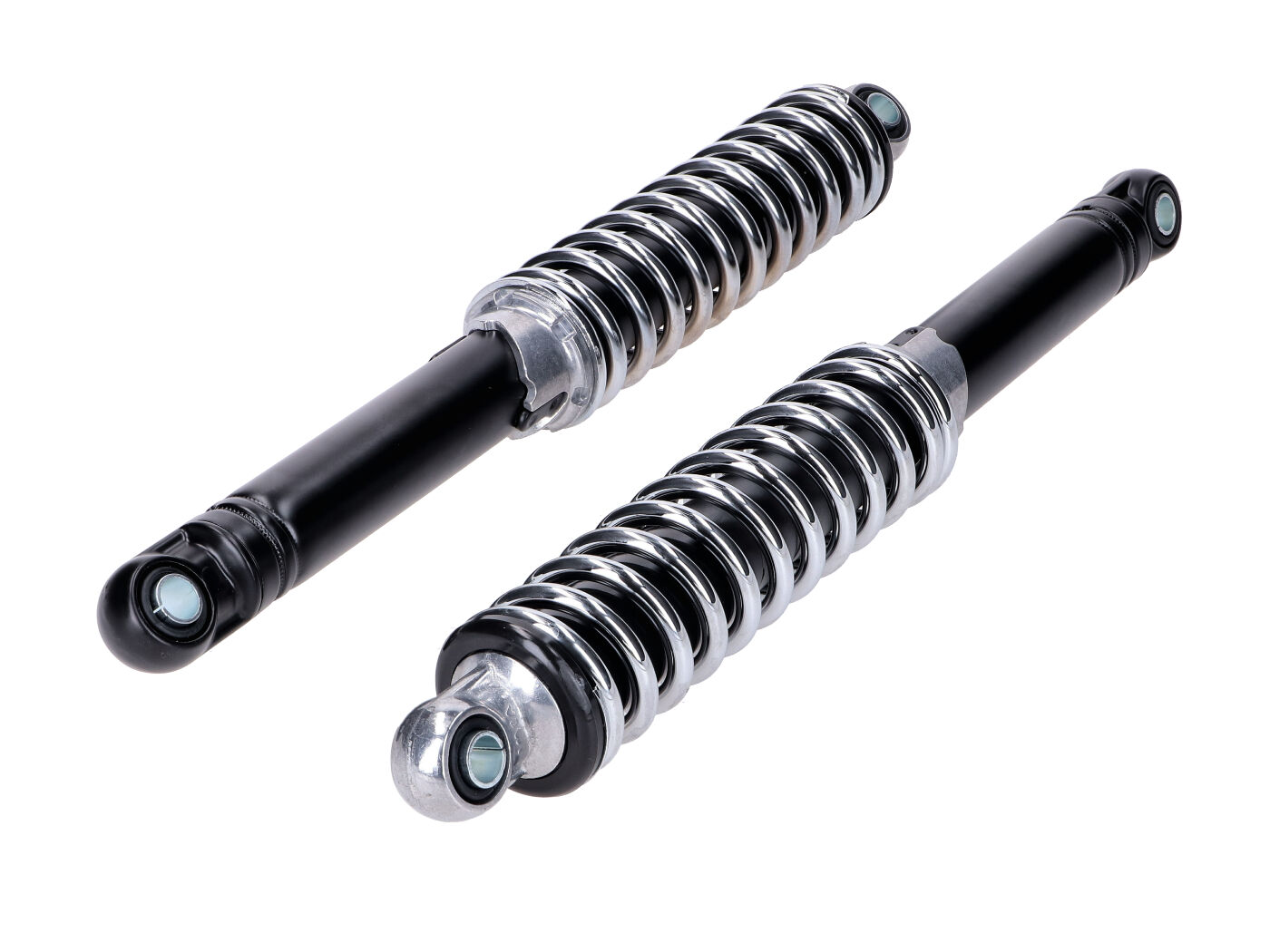 Amortizatorių komplektas 340mm juodas chromuotas 10mm 8mm Puch Maxi S, Zündapp, Kreidler, Hercules, mopedas, mokick, mopedas