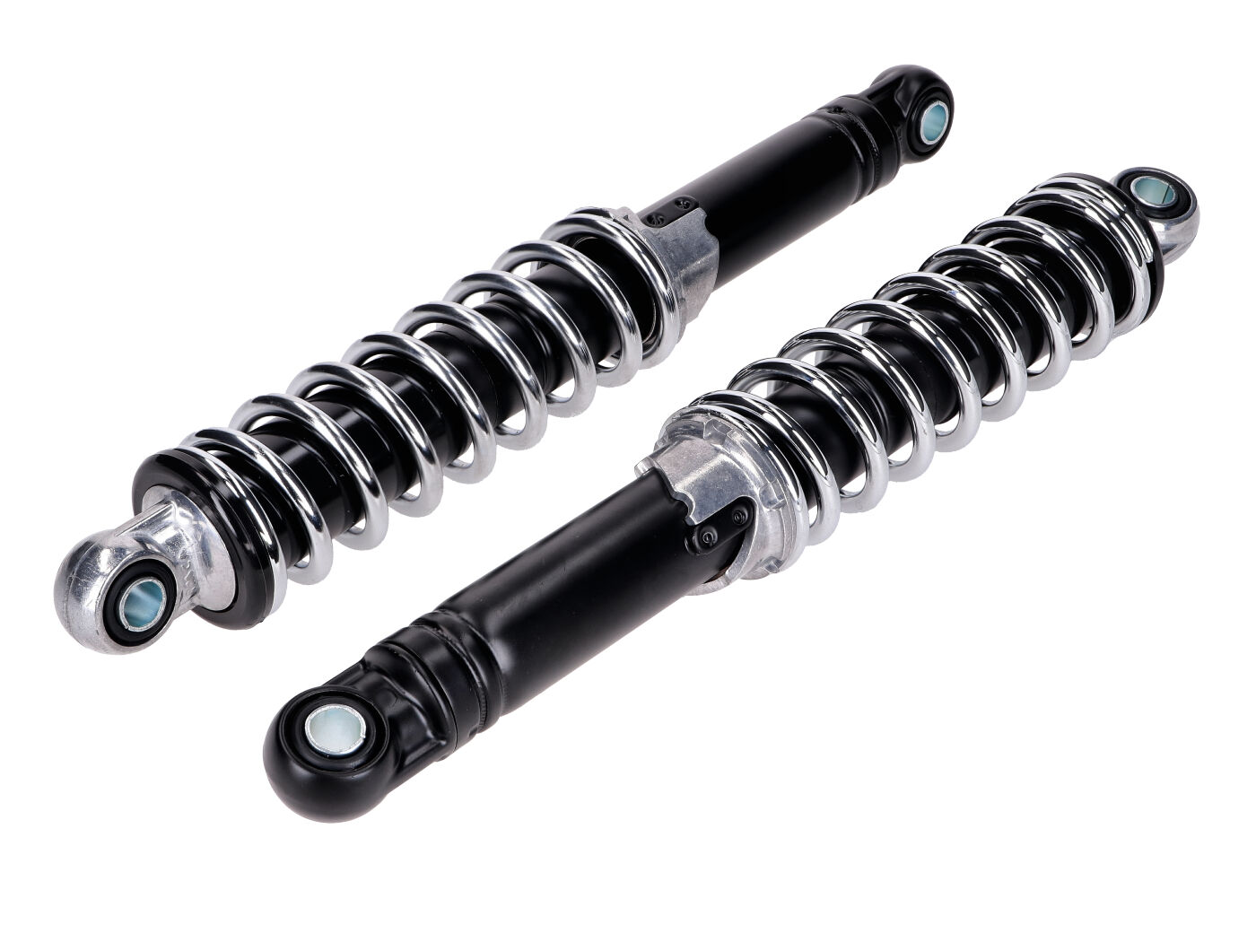 Reguliuojamas pakabos statramsčio komplektas 280 mm juodas sidabras 10 mm 8 mm, skirtas Zündapp, Kreidler, Hercules, Puch, DKW, Rixe, Sachs, KTM mopedams, mopedams, mokick