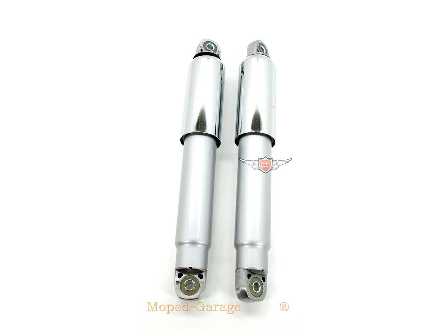 Pakabos statramsčiai sidabrinės chromuotos rankovės 310mm 8mm tvirtinimo įvorės Zündapp GTS, C 50 Sport, KS type 517, R 50, Hercules, Kreidler, Puch mopedui, mopedui
