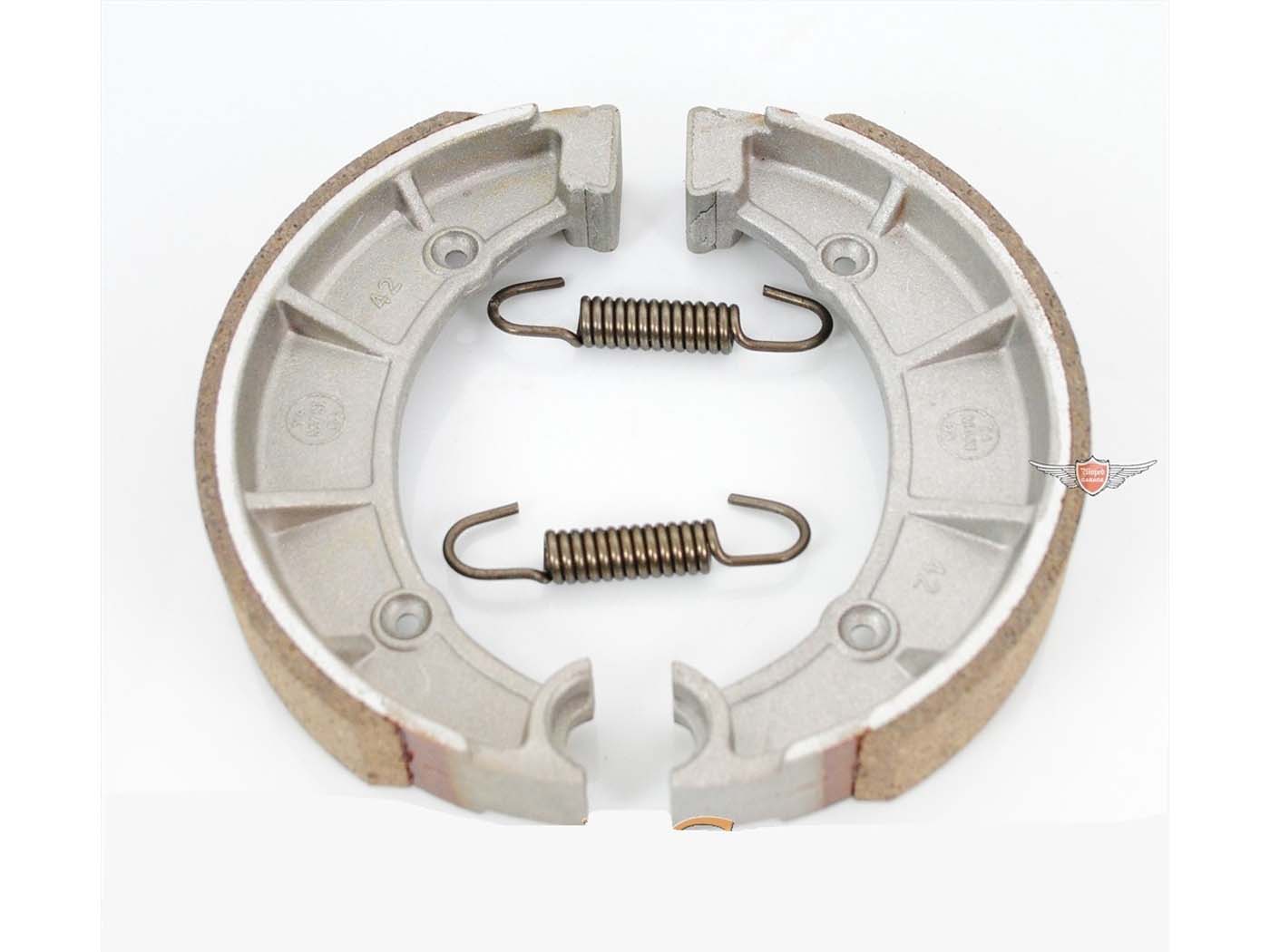 Stabdžių kaladėlės 140 x 24 mm su spyruoklėmis, skirtos Hercules K 50 SL, RL, SE, RE, KTM Comet, DKW RT 159, Puch M Racing