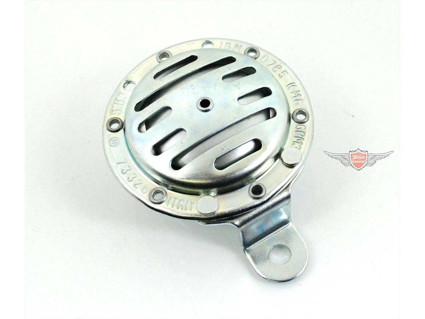 Schnarre 18 vatų 6 voltų 75 mm 7,5 mm plokščias kištukas 6,3 mm, skirtas Kreidler Florett Eiertank RS, LF, RM, TM, LH, Zündapp KS, GTS, Sport Combinette, Hercules K 50, Puch, DKW, KTM, Rixe