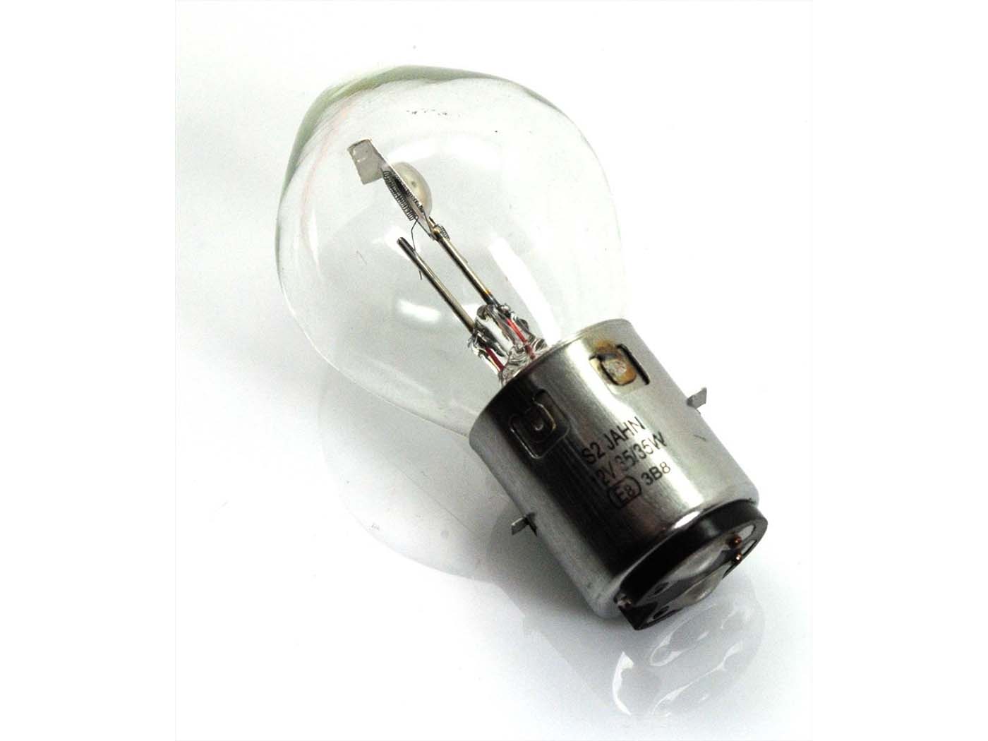 12 voltų 35/35 vatų 20 mm priekinių žibintų lemputė, skirta Zündapp R 50 motorolerio tipui 561, Kreidler Florett, Hercules