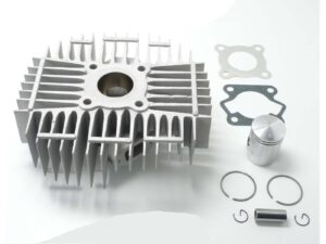 Cilindro komplektas aliuminis 50cc 40mm anga 32mm kolektoriaus jungtis 48mm tarpas tarp skylių 55mm varžtų atstumas Kreidler Florett RS, Mustang