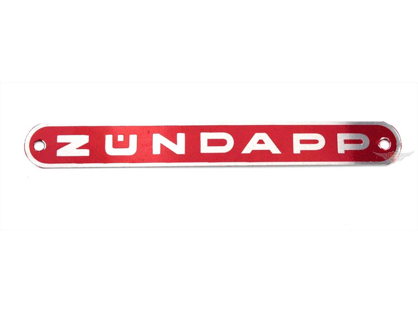 Sėdynės emblema, aliuminio raudona 16 mm x 130 mm, skirta Zündapp GTS, KS, Super Combinette, Sport R 50, C 50 Sport,