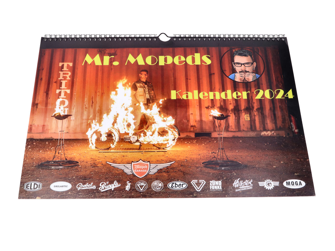 2024 m. kalendorius Mopedas Garažas Mopedas Mokick Retro Rockabilly 50s