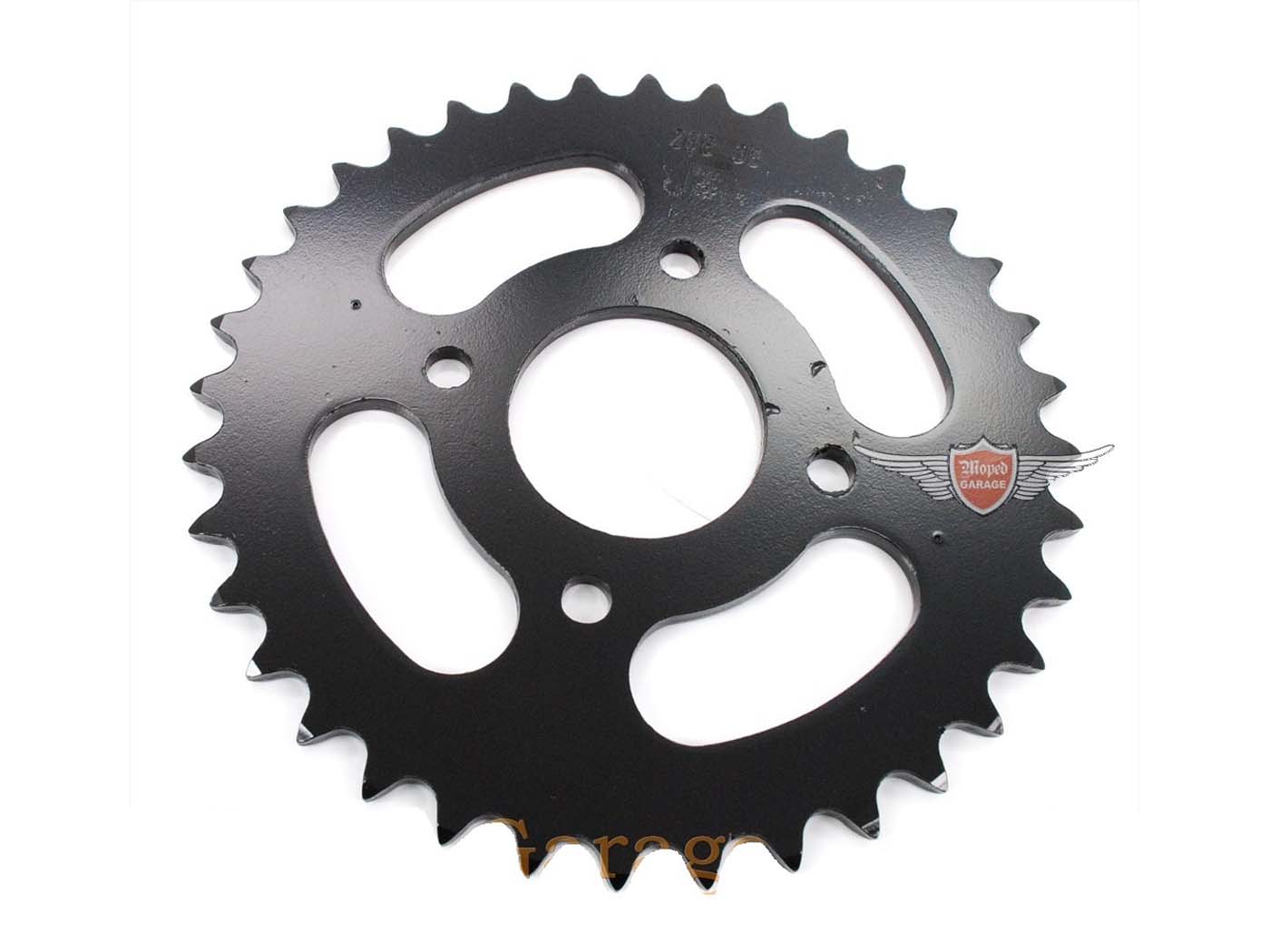 Žvaigždutė Esjot sustiprinta 36 dantų juoda, skirta Hercules Prima 1, 2, 3, 4, 5, 6, MP MF M HR Hobby Rider, P MX SX, Optima Pronto, Presto, Garelli Cross 40, KTM 505 Automatinis, 2 greičiai, Zündapp A 25 Automatinis tipas 460-01, 460-02