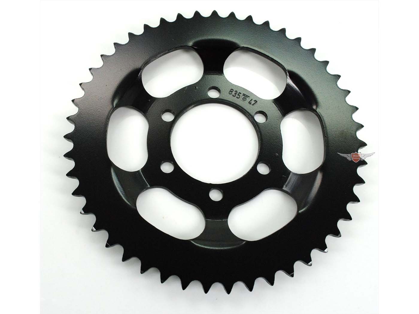 Žvaigždutė Esjot plieninė juoda 47 dantų 120 mm, skirta Zündapp ZD 20, 40, 25, ZL Hai CX 25 TS, ZS ZE C 50 Sport, GTS 50, Super Combinette, Sport Falconette