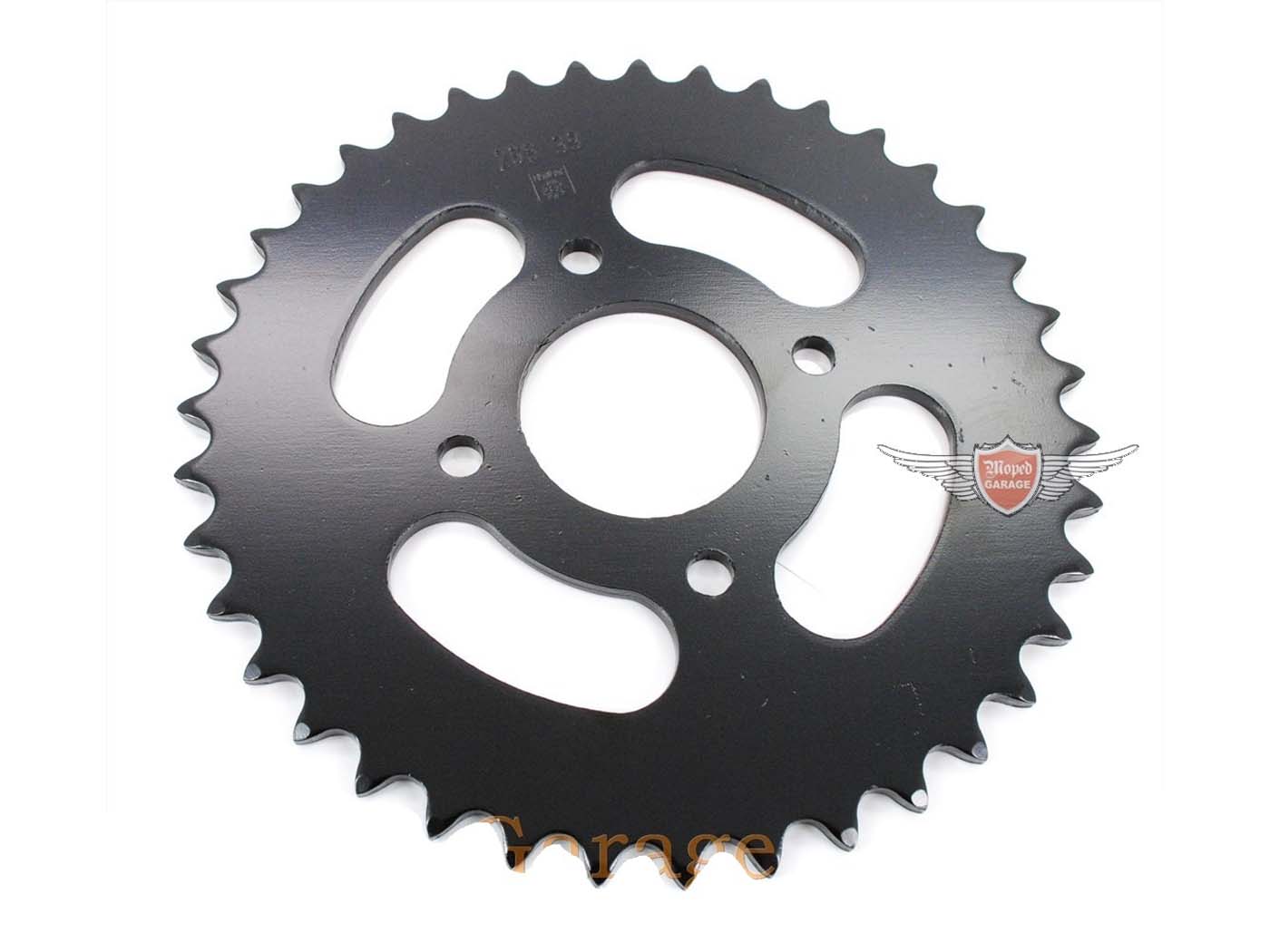 Žvaigždutė Esjot sustiprinta 39 dantų juoda, skirta Hercules Prima 1, 2, 3, 4, 5, 6, MP MF M HR Hobby Rider, P MX SX, Optima Pronto, Presto, Garelli Cross 40, KTM 505 Automatinis, 2 greičiai, Zündapp A 25 Automatinis tipas 460-01, 460-02