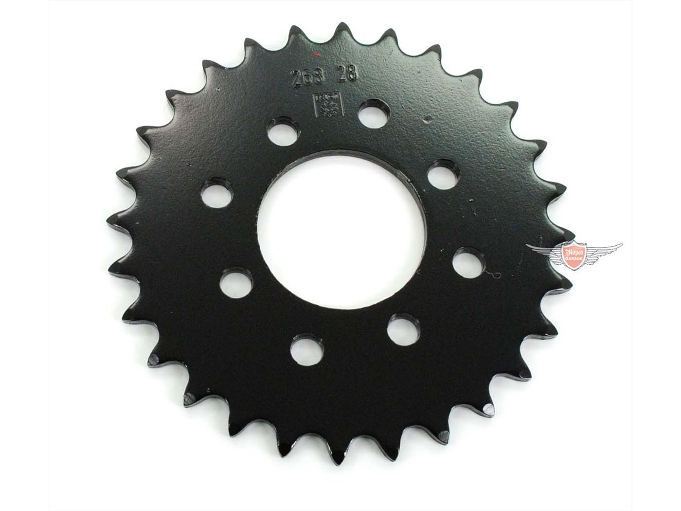 Žvaigždutė Esjot sustiprinta 28 dantų juoda, skirta Hercules Prima 1, 2, 3, 4, 5, 6, MP MF M HR Hobby Rider, P MX SX, Optima Pronto, Presto, Garelli Cross 40, KTM 505 Automatinis, 2 greičiai, Zündapp, Heraklis, Puchas, Kreidleris