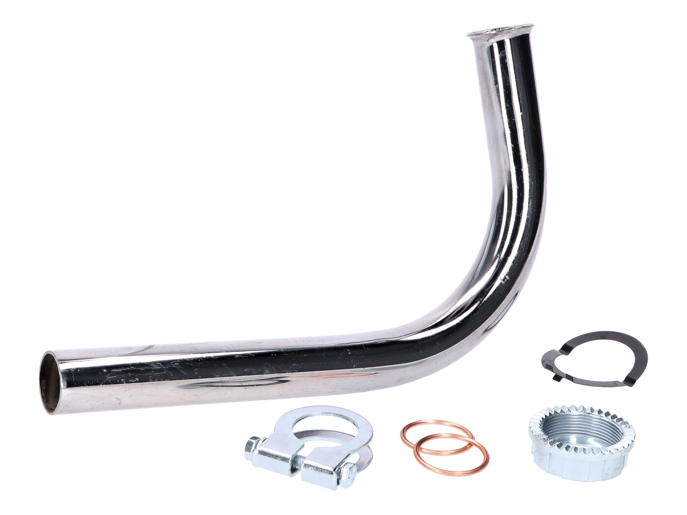 Išmetimo kolektoriaus komplektas 28mm nerūdijantis plienas, skirtas Simson, Schwalbe KR51/1, SR4-2, SR4-3, SR4-4, Duo4/1