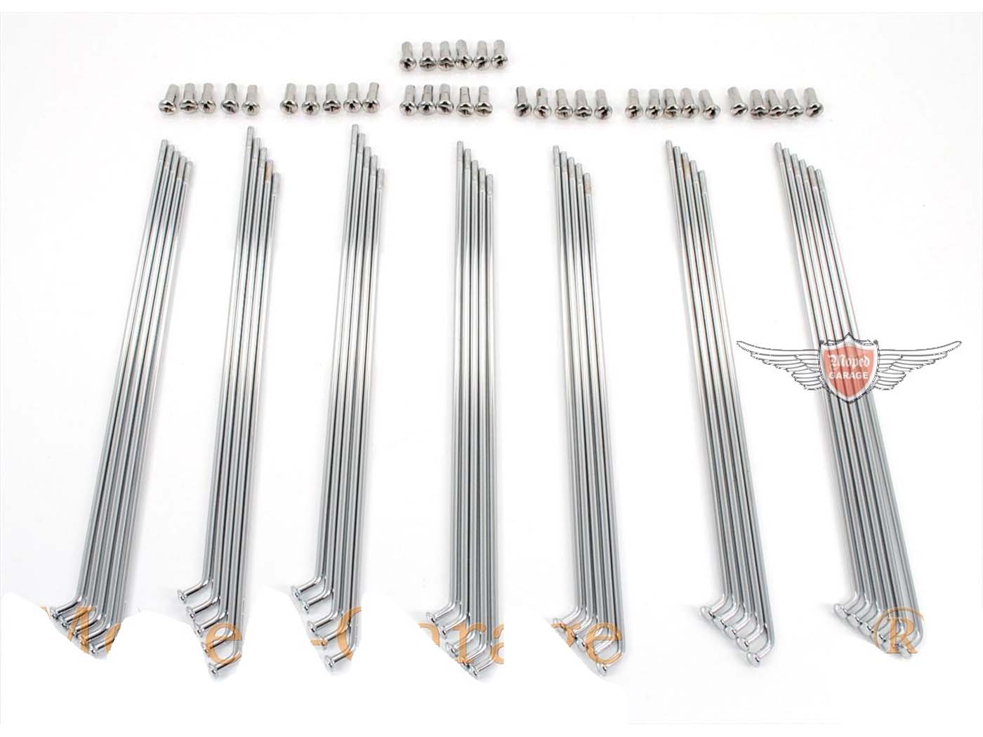 Stipinai chromuoti 193 mm M3 su užsukamu galiuku (36 vnt.), skirti Zündapp, Bergsteiger M 25, 50, Type 434