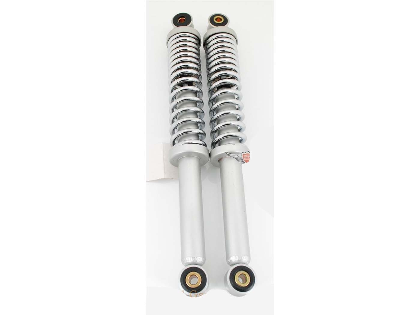 Amortizatorių komplektas pilkas 320mm 8mm įvorės 6mm spyruoklė Hercules, Puch, Miele, DKW, KTM, Rixe, Kreidler, Zündapp, mopedui, mopedui, mokick