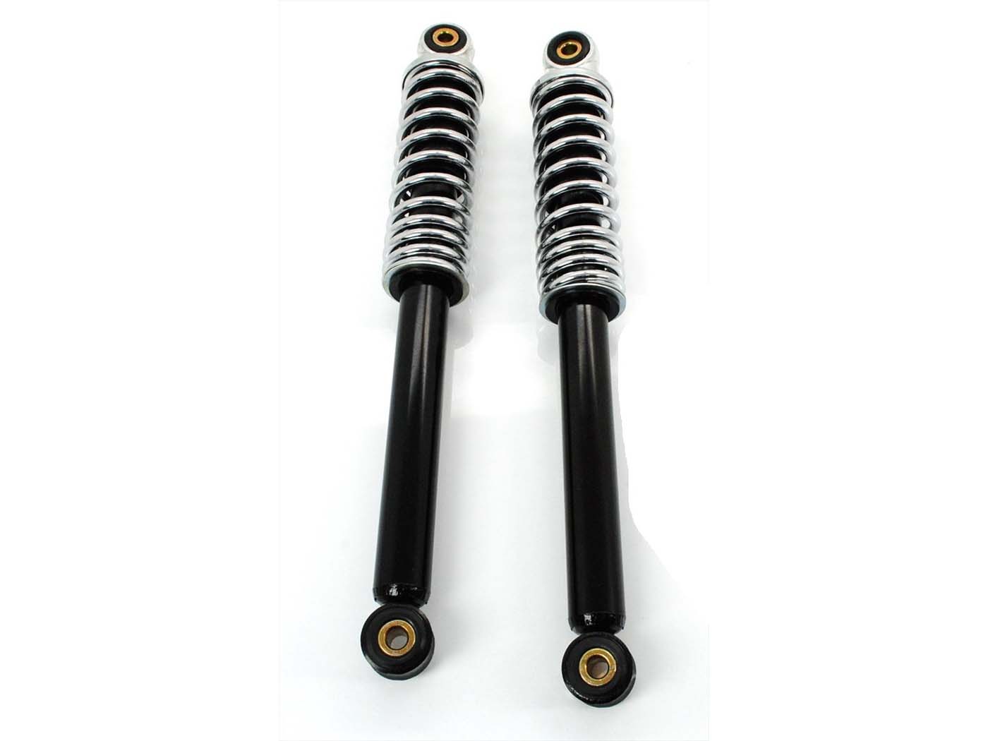 Amortizatorių komplektas 330mm 8mm juodas chromas, skirtas Zündapp ZD, ZR, ZA, A, X, ZS, Hercules Prima, DKW, KTM, Rixe