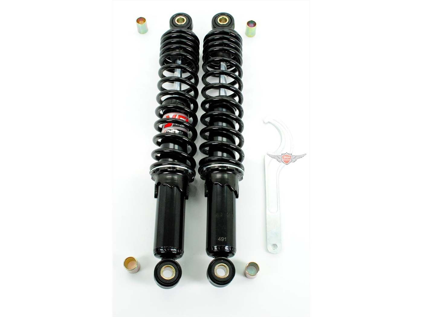 Amortizatorius YSS hidraulinis reguliuojamas 330 mm 10 mm įvorės 20 mm pločio juodas skirtas Honda, CB 50