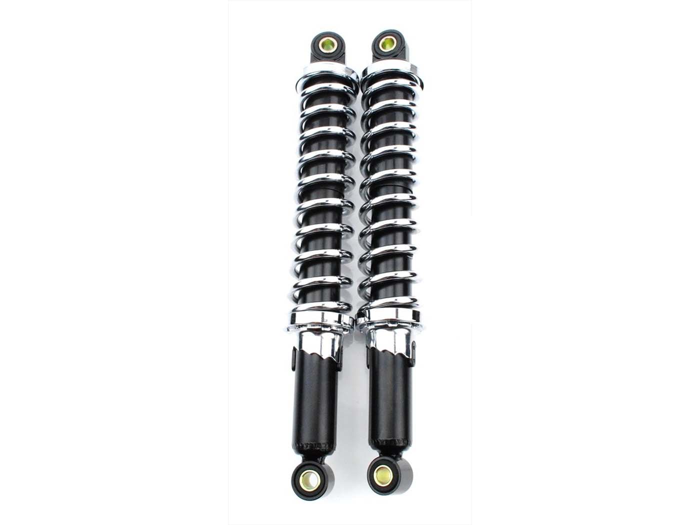 Amortizatorių komplektas 340mm Juoda Reguliuojamas 10mm 8mm Puch Maxi S, Zündapp, Kreidler, Hercules, Moped, Mokick, Moped