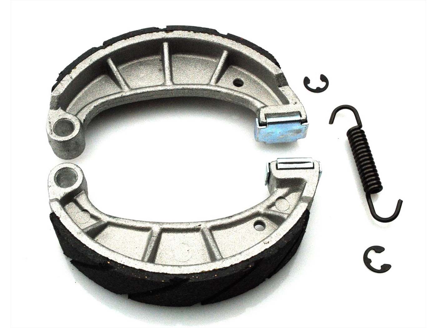 Stabdžių trinkelių komplektas su spyruokle ir spaustukais Simson Schwalbe KR51/1, KR51/2, S50, S51, S70, S53, S83, SR4-2, SR4-3, SR4-4, SR50, SR80