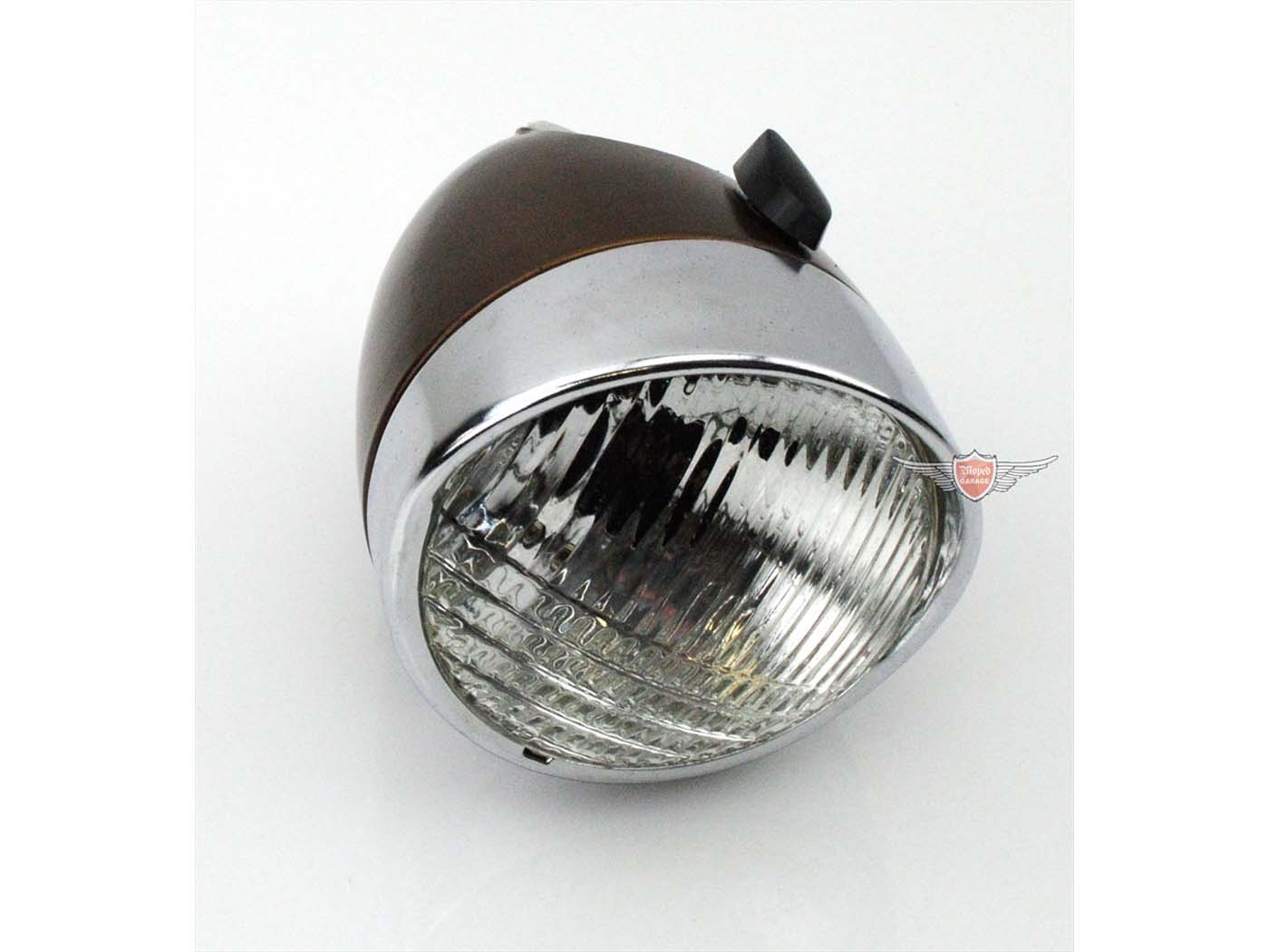 Priekinių žibintų jungtis Greitos šviesos išleidimo anga 95 mm Matmenys Bendras gylis apytiksl. 140 mm Išorinis skersmuo 103 mm 6 voltai 15 vatai NSU Quickly, Miele, DKW, Rixe, KTM, Gritzner, Bauer