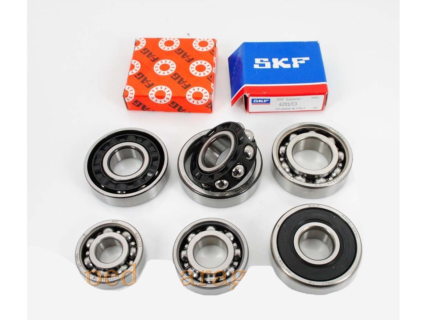 Variklio SKF guolių komplektas poliamido korpusas skirtas Kreidler, Florett K 54, RS, RMC, LF, LH, TM, Super 4, kiaušinių bakui