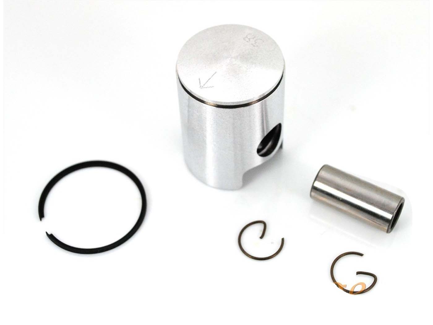Aliuminio Stūmoklio komplektas 38 mm su stūmoklio kaiščiu 14 mm ir L formos stūmoklio žiedu, skirtu Sachs 50 S 501, Hercules K 50, KX, GT, GX, Supra, DKW, KTM