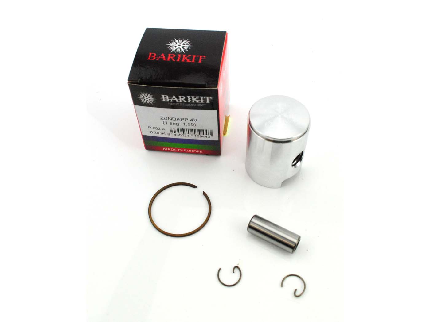 Stūmoklio komplektas Athena 39,00 mm plieninis žiedas 1,5 mm, skirtas Zündapp CS, CX, Hai, GTS, C 50 Sport, ZD, ZL, ZS