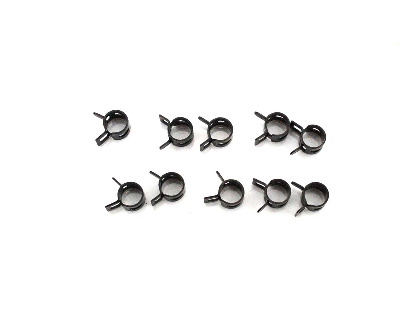 Spyruoklinis spaustukas juodas 10mm 10 pak. mopedui, mopedui, mokickui