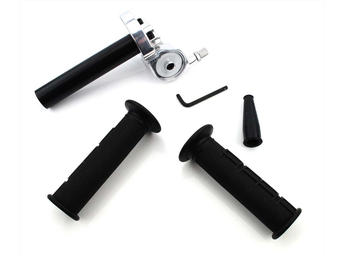 Fiksuotos rankenos droselio pasukimo rankenos matmenys apytiksl. 125 mm pločio droselio rankena 155 mm bendras apytikslis. 1/4 apsisukimo iki visiško droselio, skirto Zündapp GTS, KS, CS, CX, ZD, Hai, C 50,