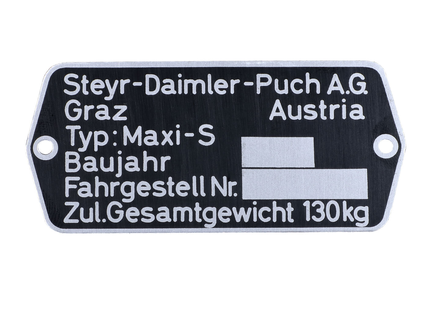 Vardinės lentelės ruošinys 74x35 mm, skirtas Puch Maxi S