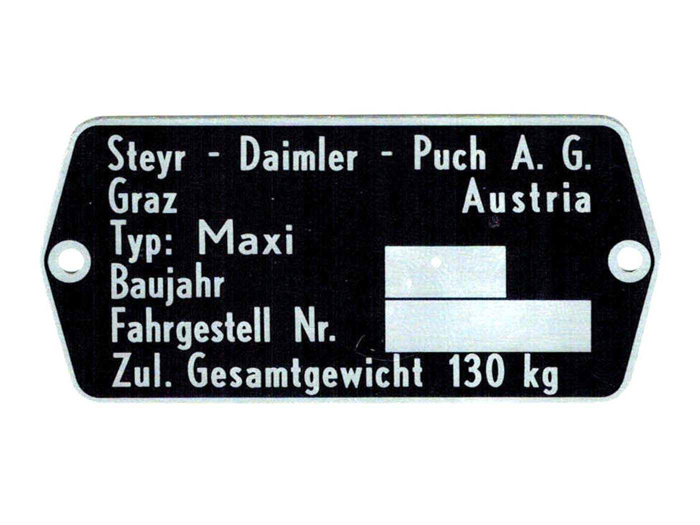 Vardinės lentelės ruošinys 74 x 35 mm, skirtas Puch Maxi N