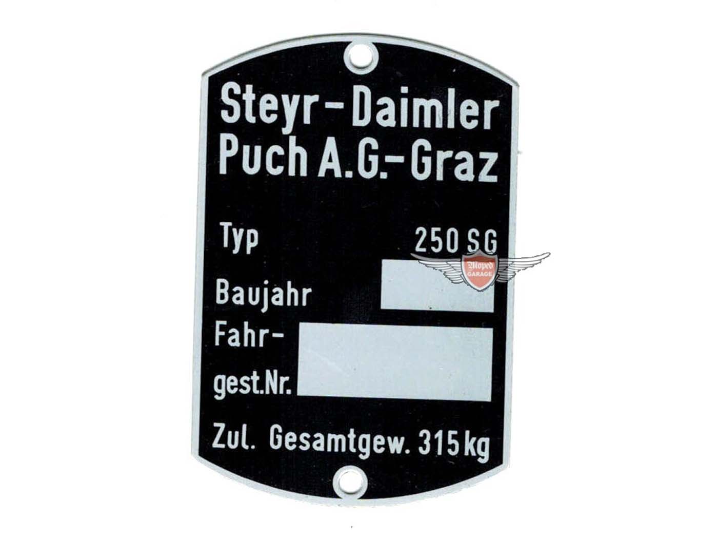 Rėmo tipo plokštės matmenys 60 x 40 mm Puch 250 SG