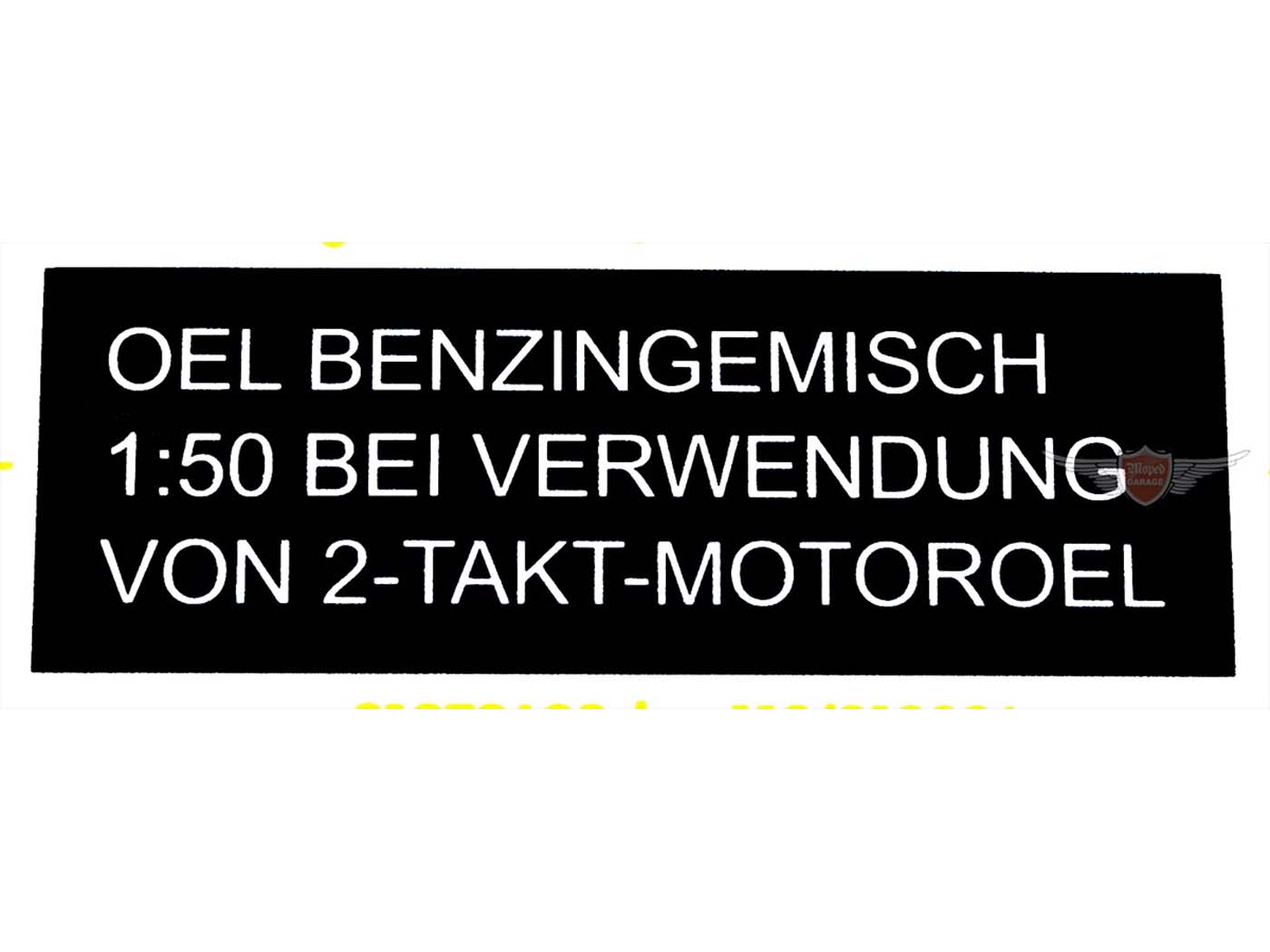 Bako lipdukas MOGA matmenys 55/20mm spalva juoda/balta, skirta Hercules Prima M MK K, Zündapp KS GTS CS CX Hai ZD ZL ZR ZA Star C 50, Kreidler Florett Flory MF MP, Puch Maxi Monza MS VS DS, KTM, DKW, Rixe , Sachs Moped Mokick