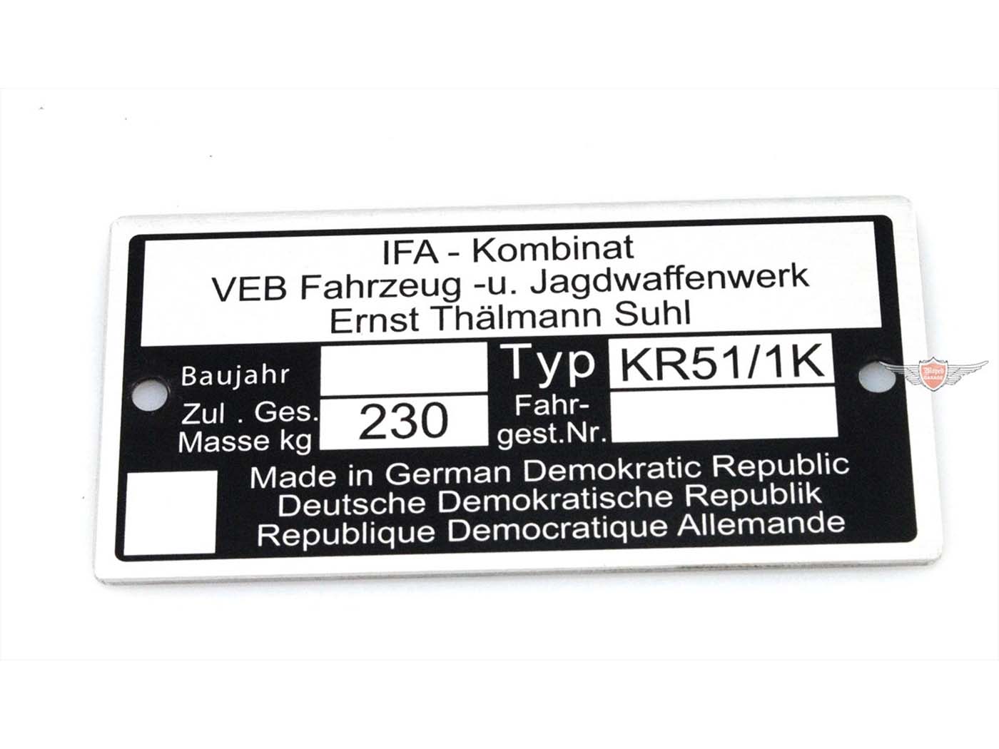 Tipo plokštė aliuminis 73,80mm 37,09mm 0,7mm Simson Schwalbe KR51/1K