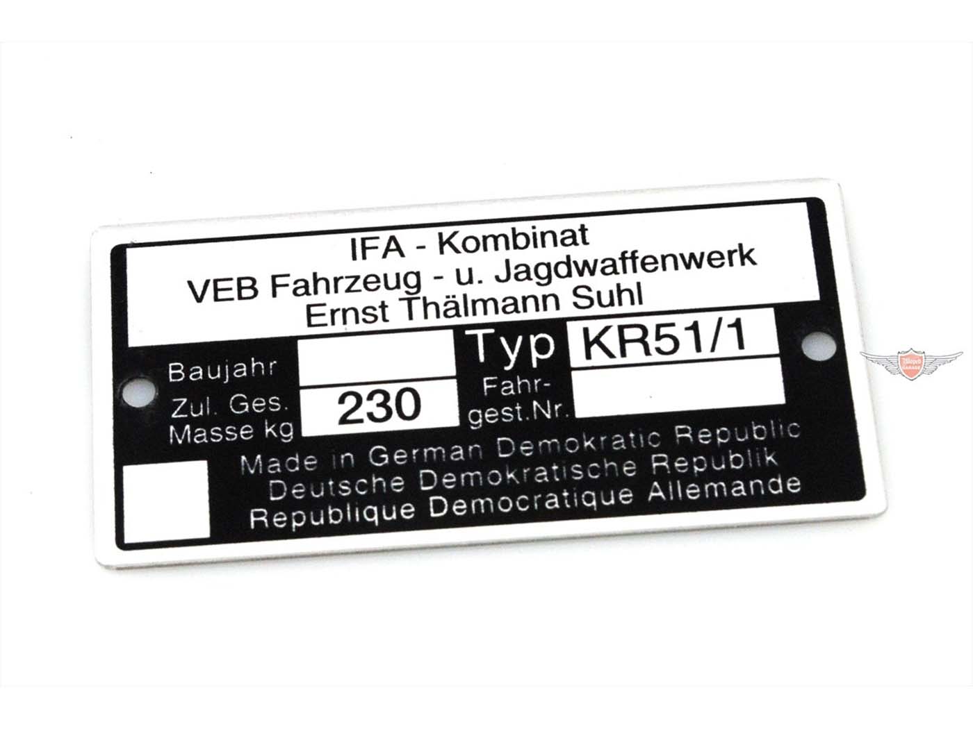 Tipo plokštė aliuminis 73,80mm 37,09mm 0,7mm Simson Schwalbe KR51/1