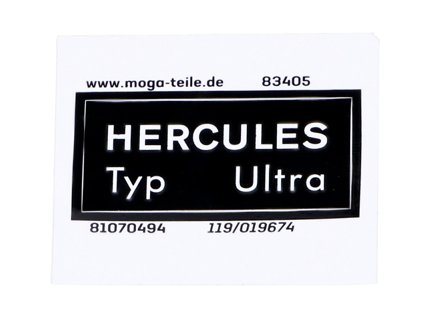 Rėmo lipdukas MOGA Platus apytiksl. 40 mm aukščio 19 mm, skirtas Hercules K 50 Type Ultra